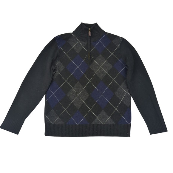 J. Crew Mens 100% Lambs Wool Argyle 1/4 Zip Sweater Pullover Small 98085 - Picture 1 of 8